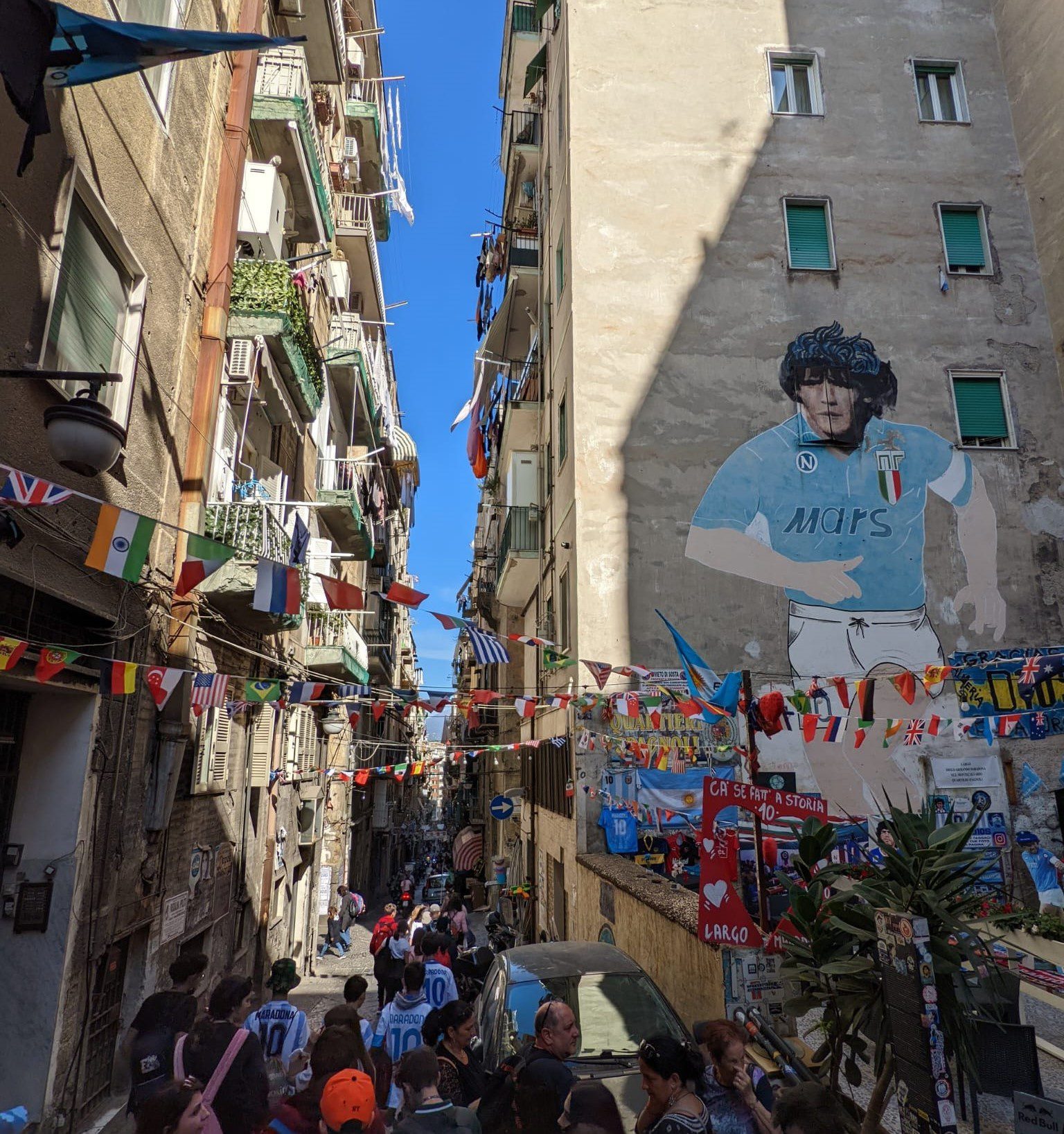 Diego Maradona Mural in Naples Quartieri Spagnoli