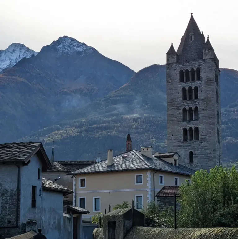 Aosta view of Tower with mountains