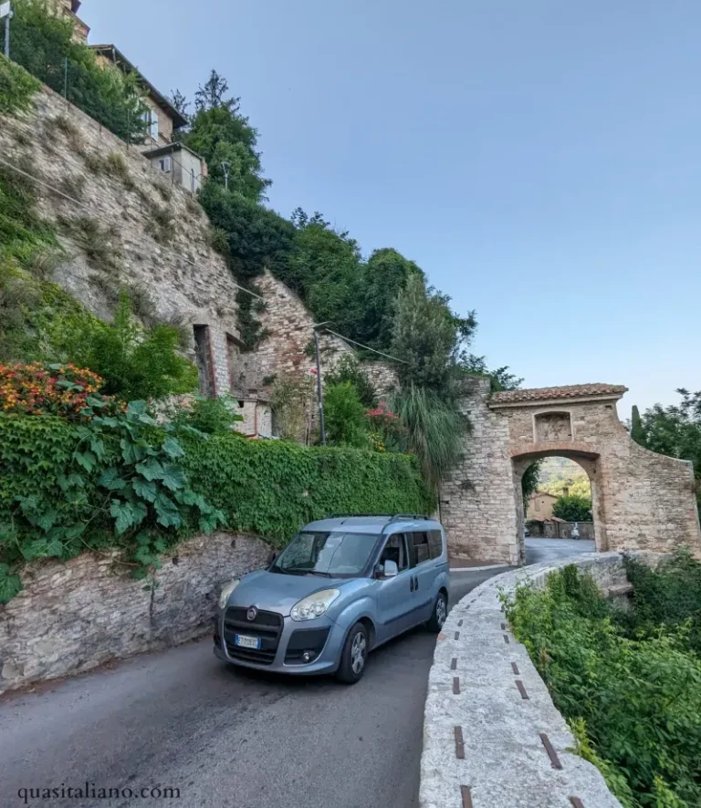 fiat on a narrow rode in Perugia