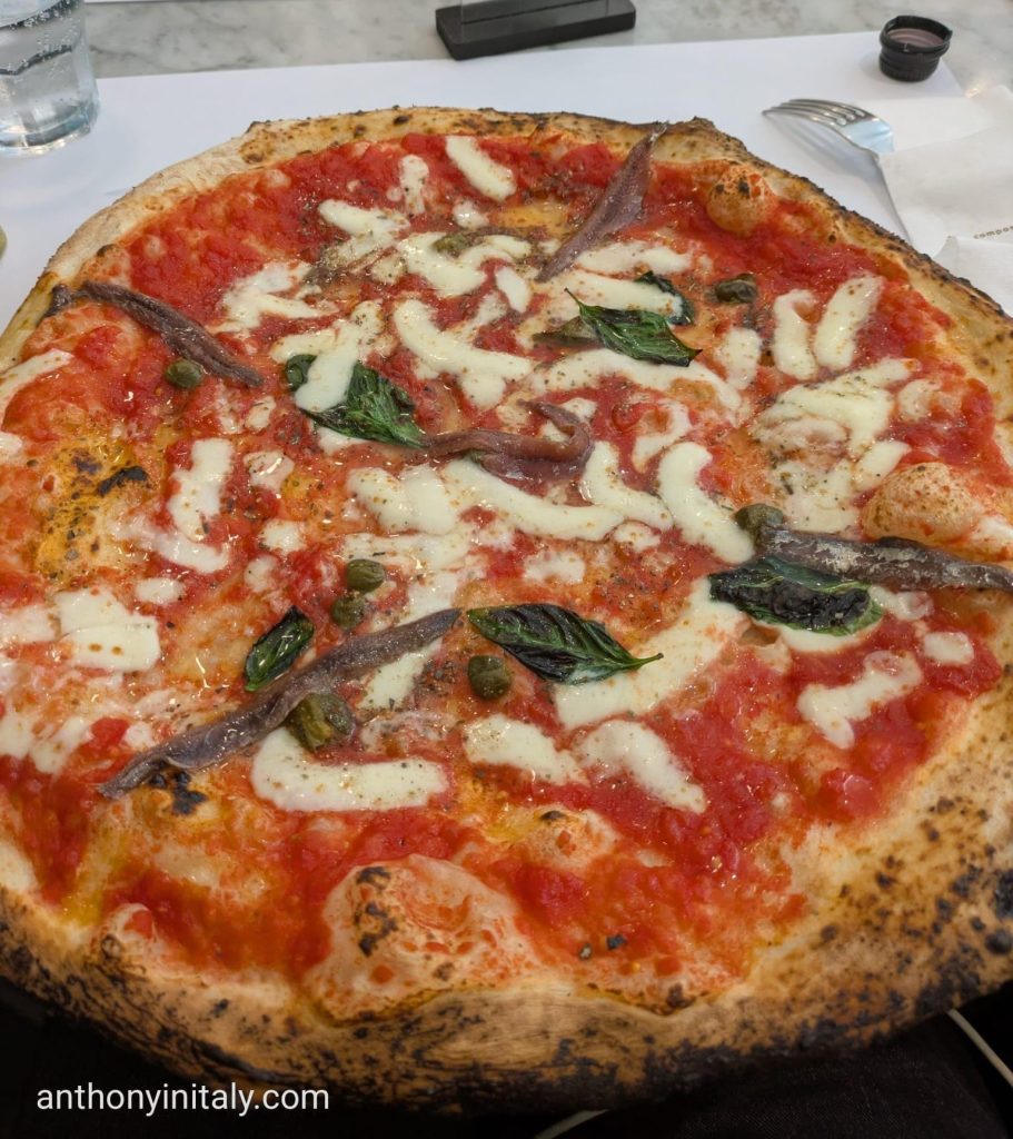 neapolitan style pizza with anchovies