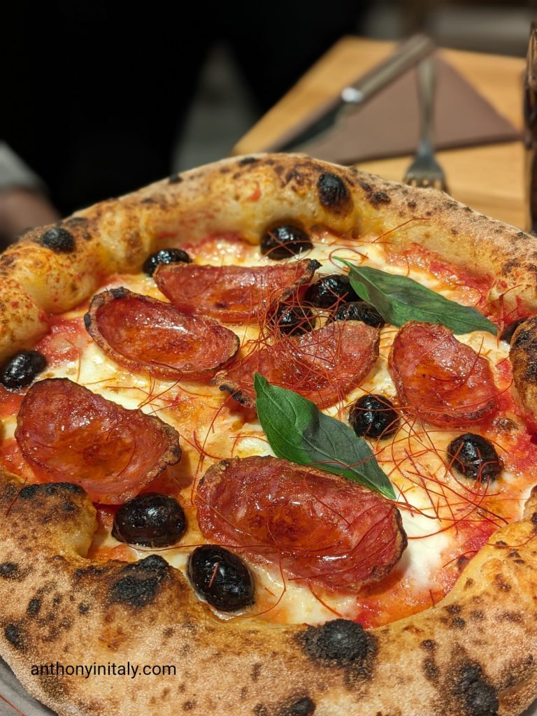neapolitan style pizza with spicy salami